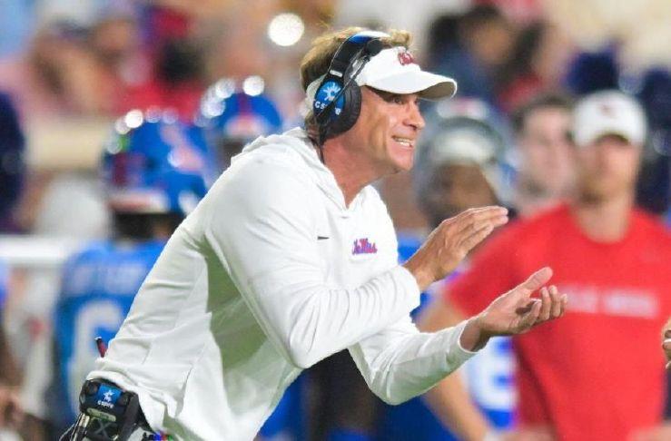 ole miss rebels head coach lane kiffin argues a penalty during the game against florida in oxfo a492ae