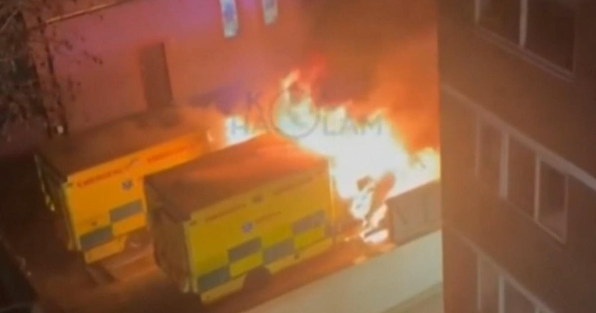 cbsn fusion 4 ambulances from jewish group set on fire in london in suspected antisemitic hate crime thumbnail